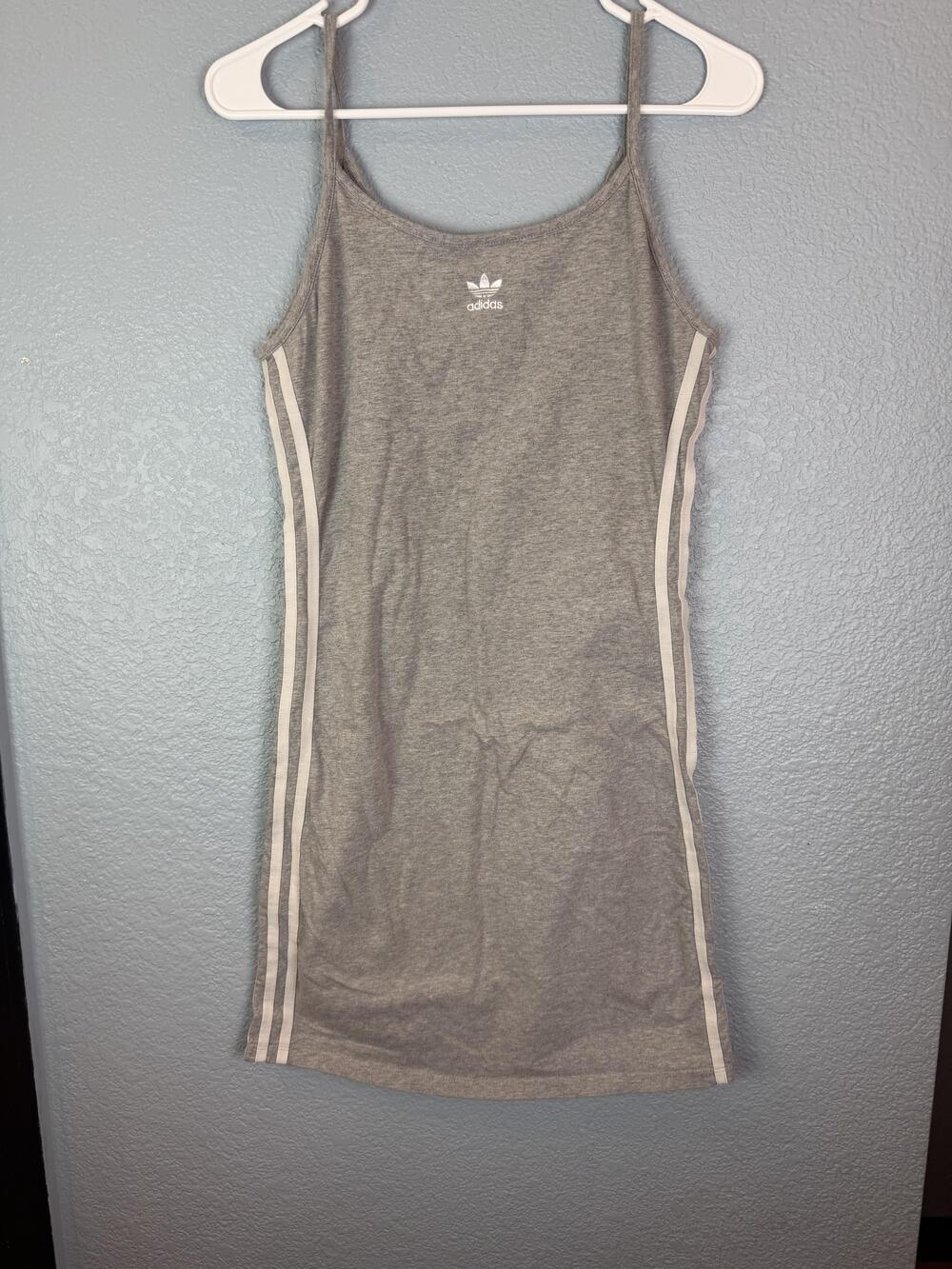 Adidas Dress Womens Medium Gray Trefoil Tank Mini FM8271 Three Stripes Athletic